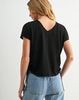 Side Tie Knit Top Black