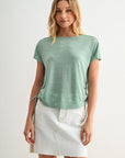 Side Tie Knit Top Patina