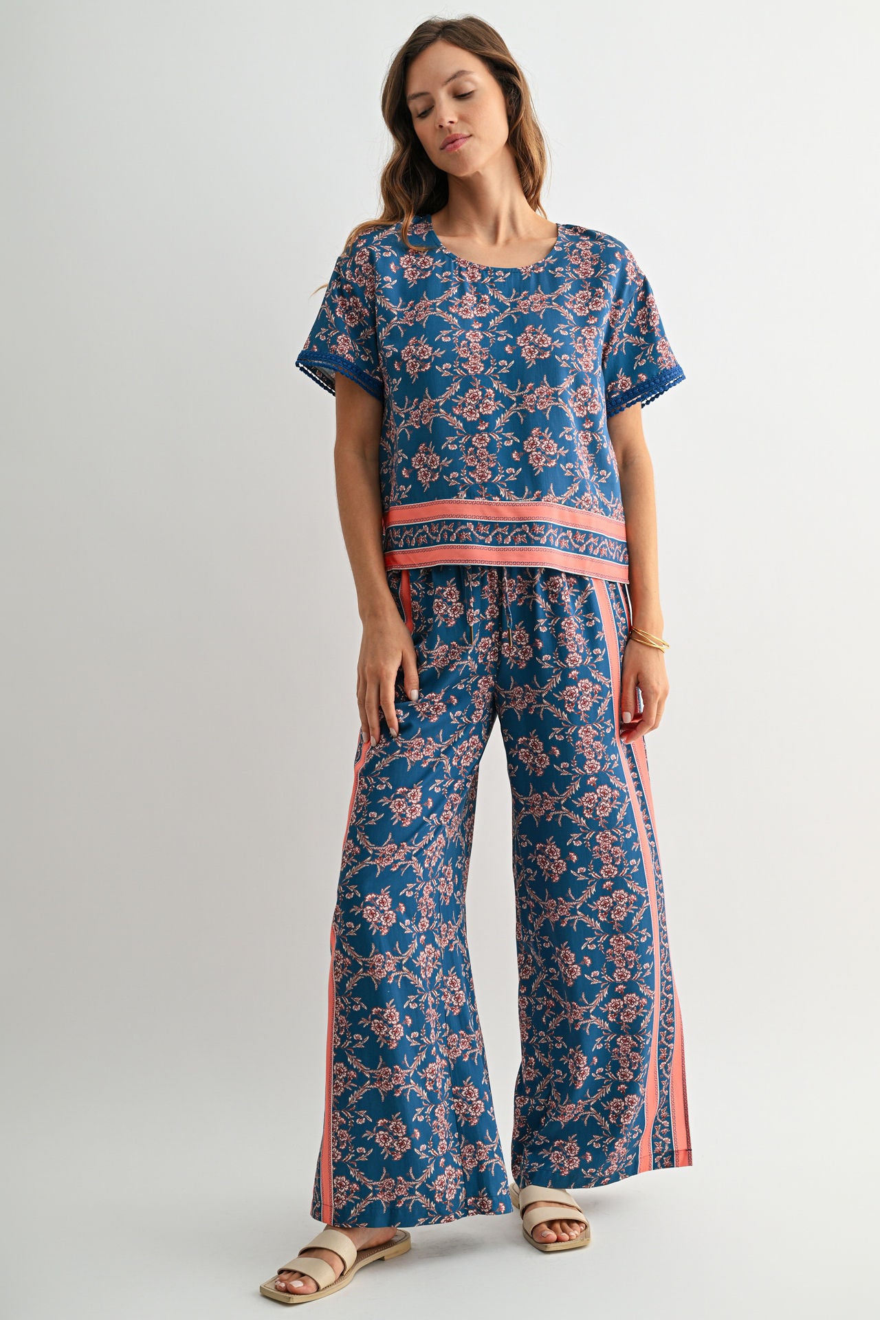 Cadet Blue Side Slit Pant