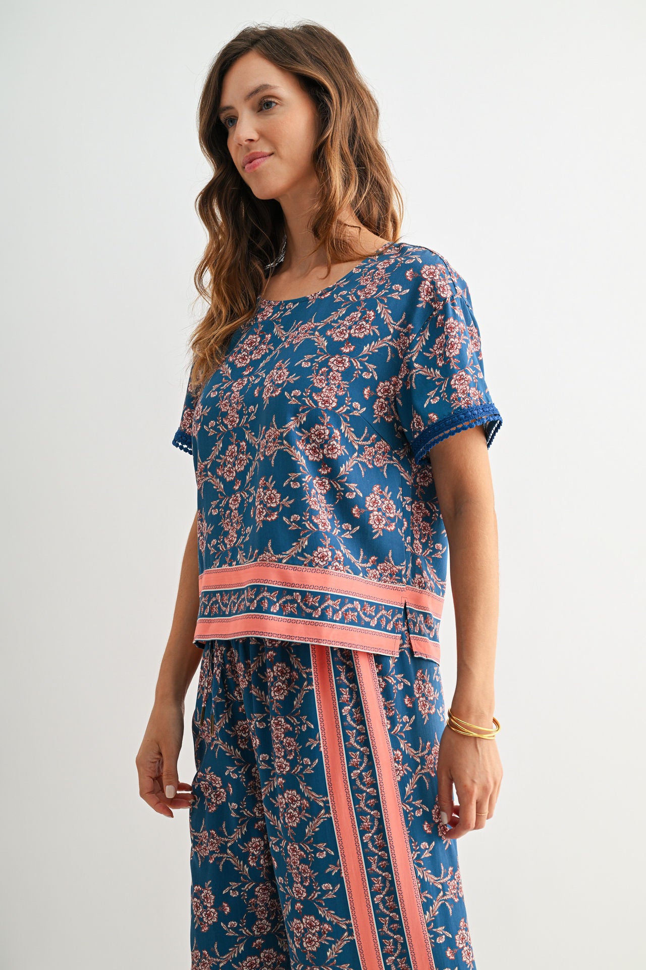 Cadet Blue Short Sleeve Crew Neck Top