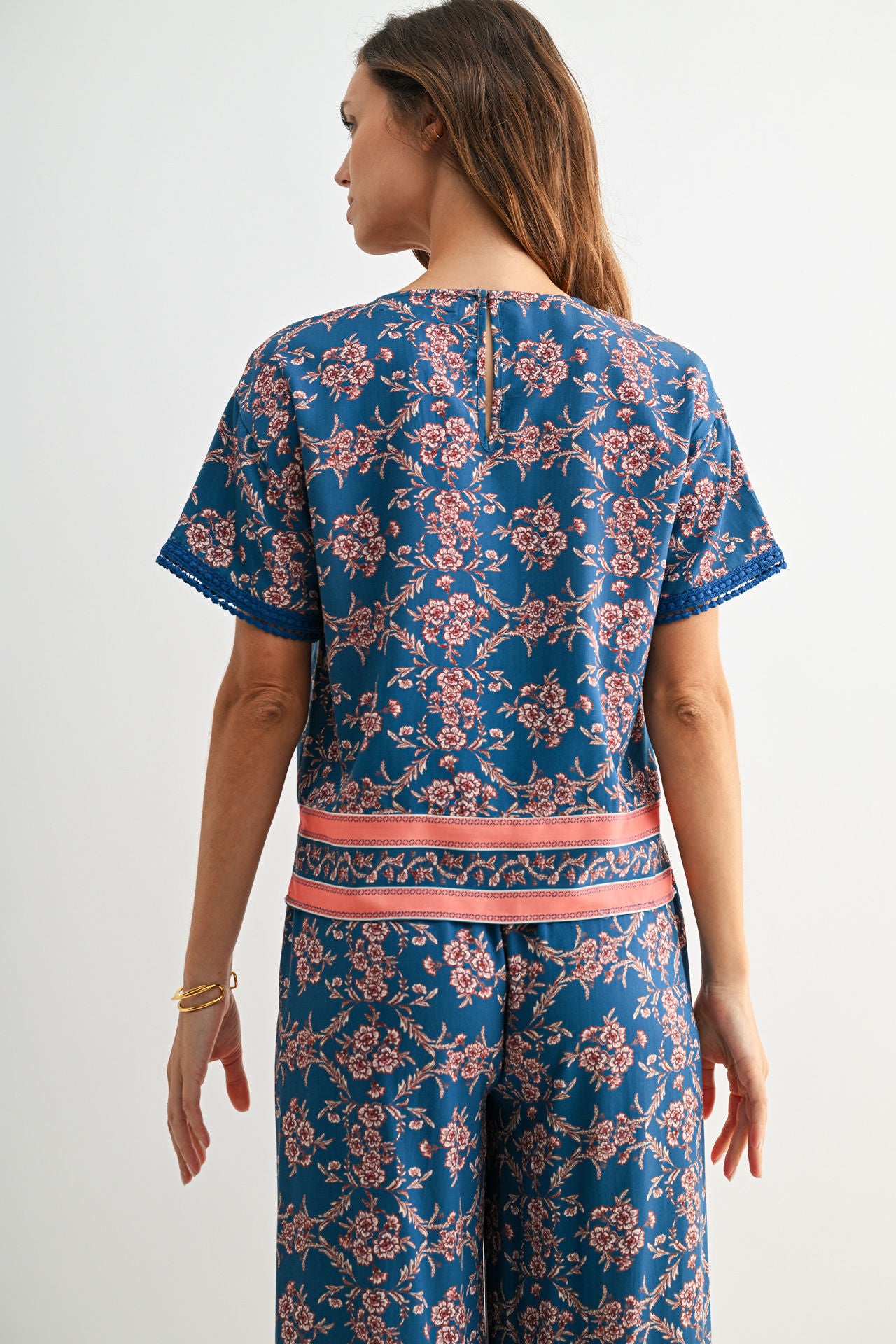 Cadet Blue Short Sleeve Crew Neck Top