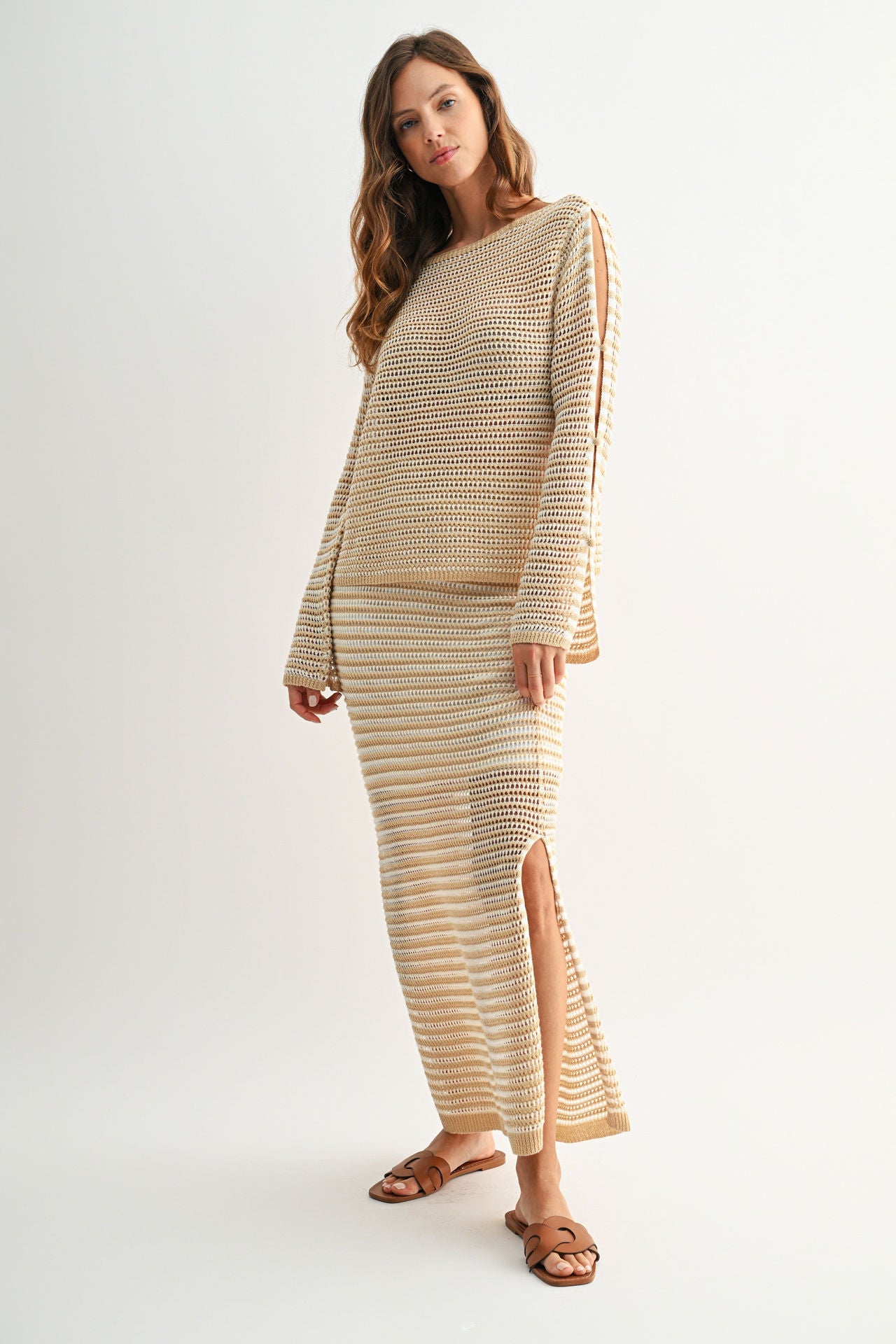 Latte Crochet Maxi Skirt