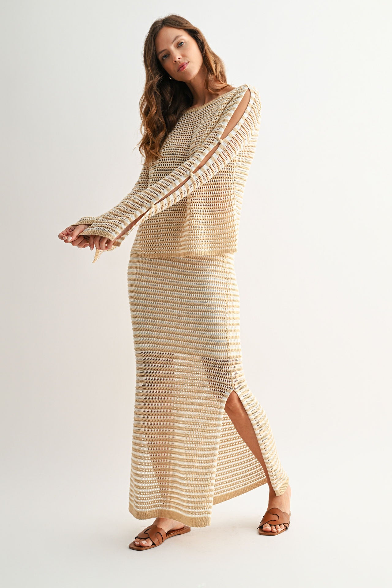 Latte Crochet Maxi Skirt