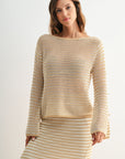 Latte Boat Neck Crochet Top