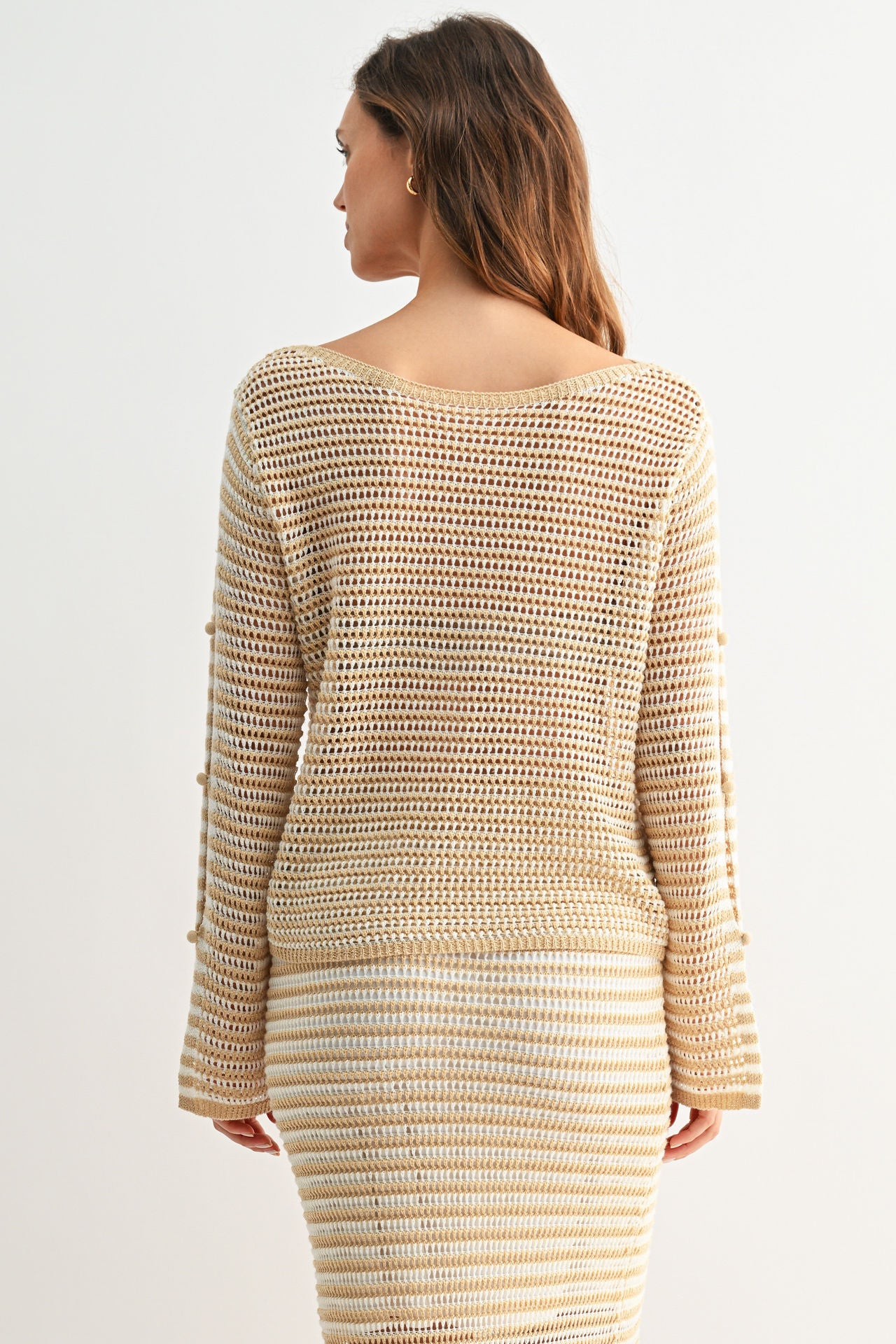 Latte Boat Neck Crochet Top