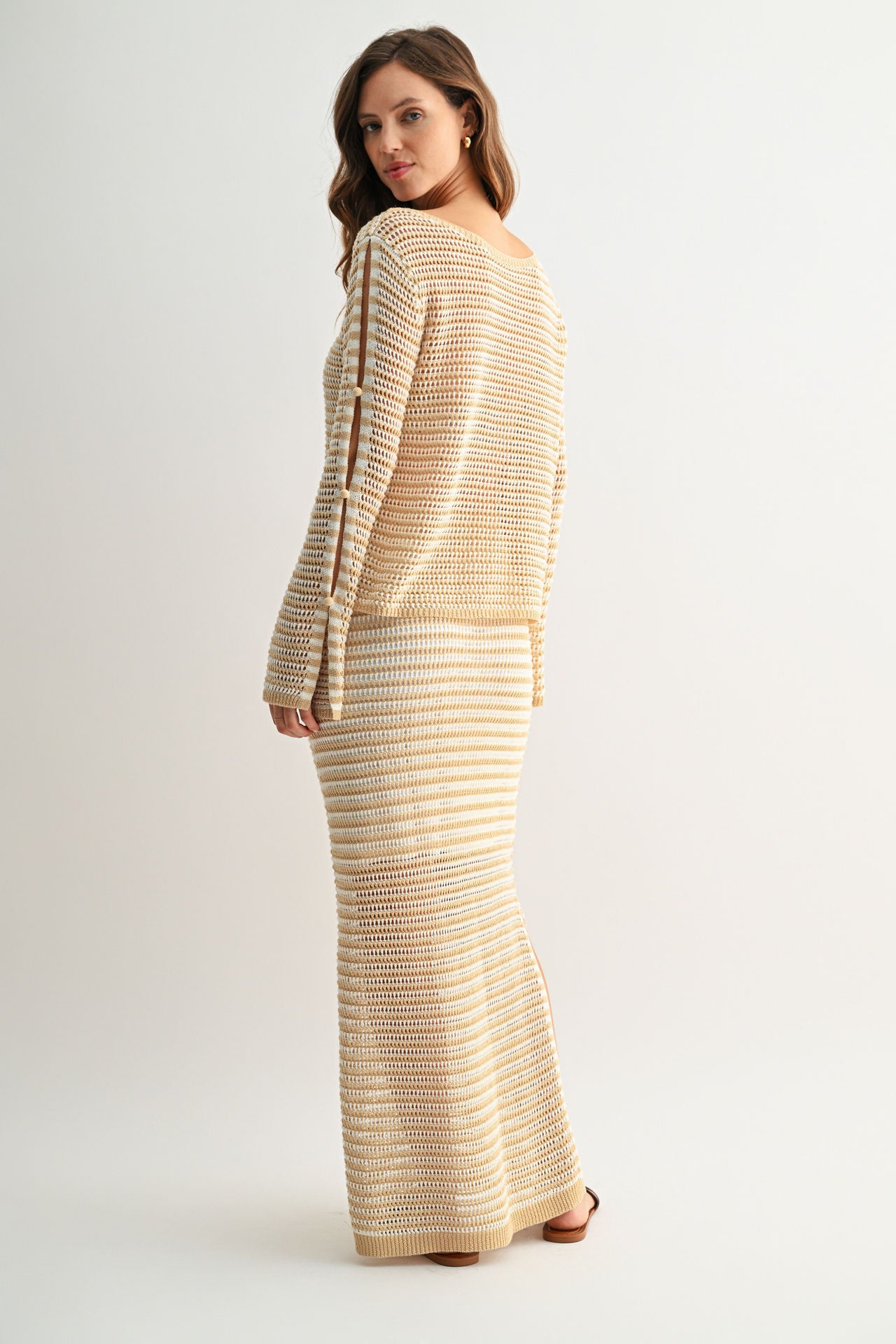 Latte Crochet Maxi Skirt