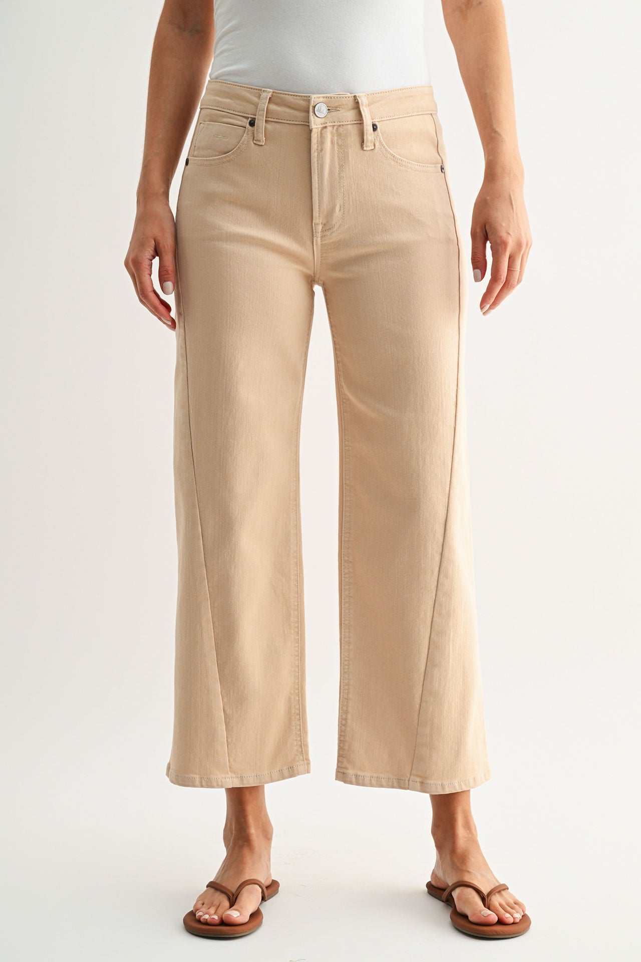 Ecru Forward Seam Cropped Colored Jean