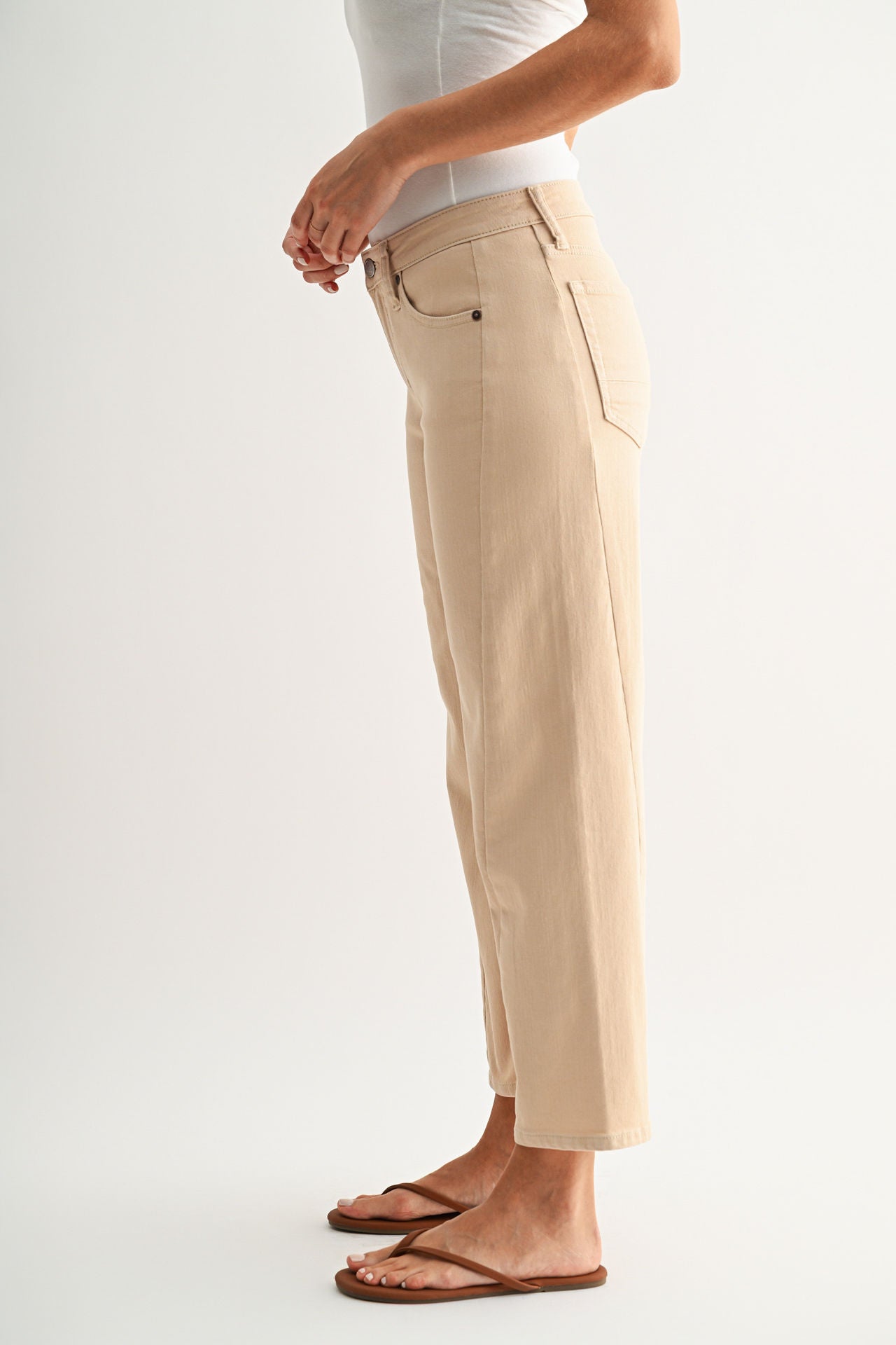 Ecru Forward Seam Cropped Colored Jean