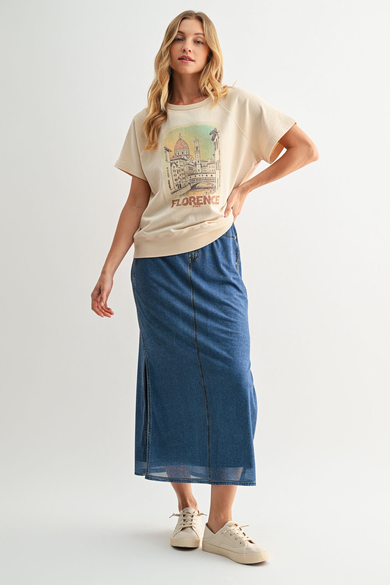 Ecru Short Sleeve Sweatshirt