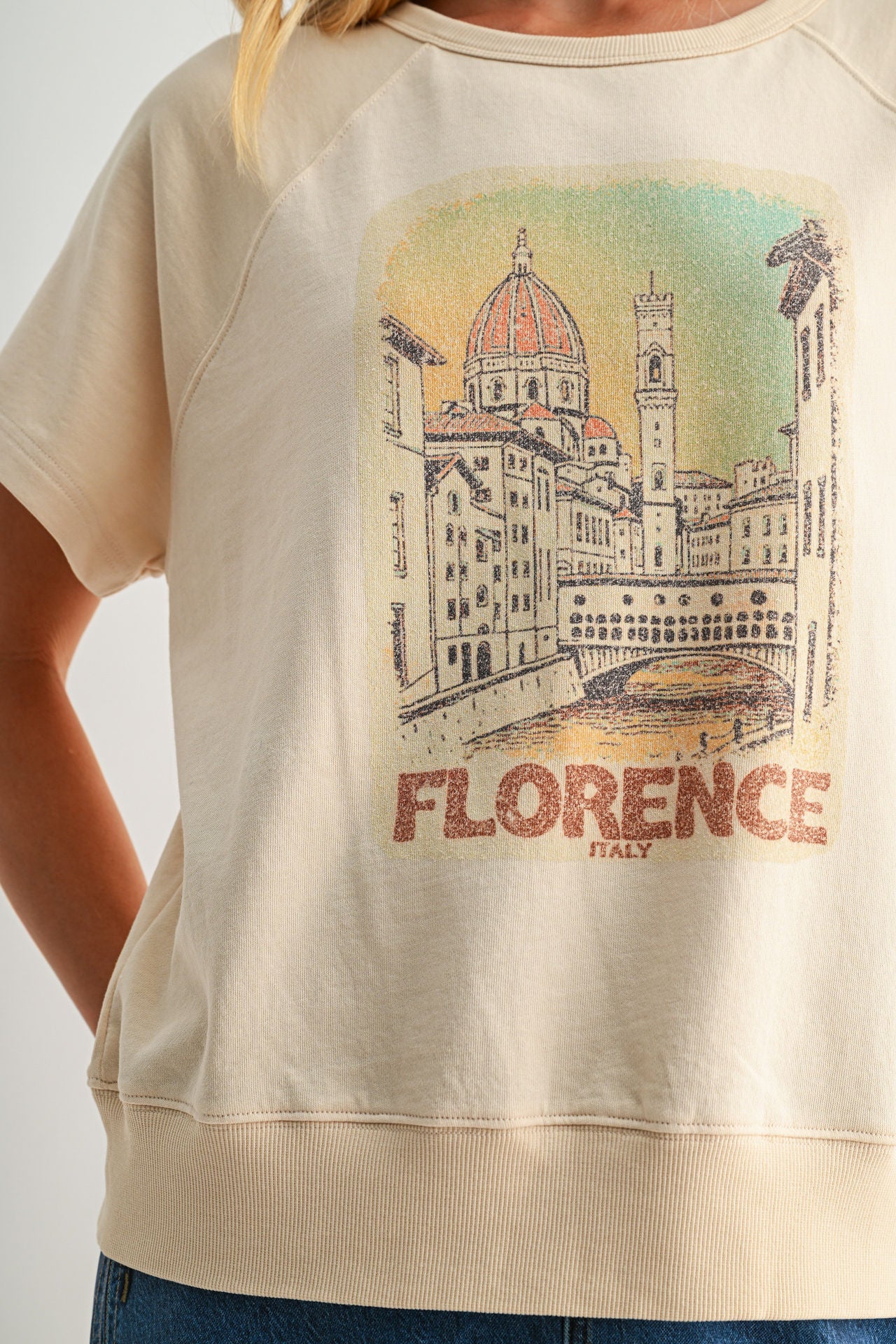 Ecru Short Sleeve Sweatshirt