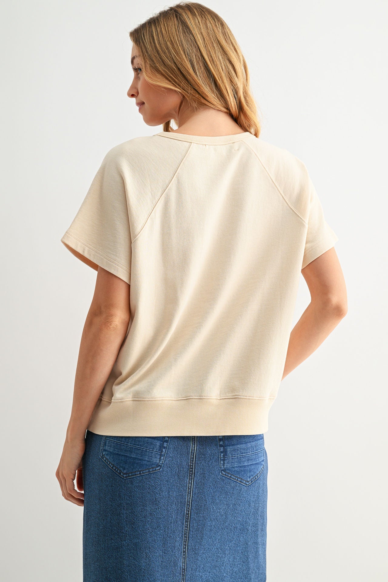 Ecru Short Sleeve Sweatshirt