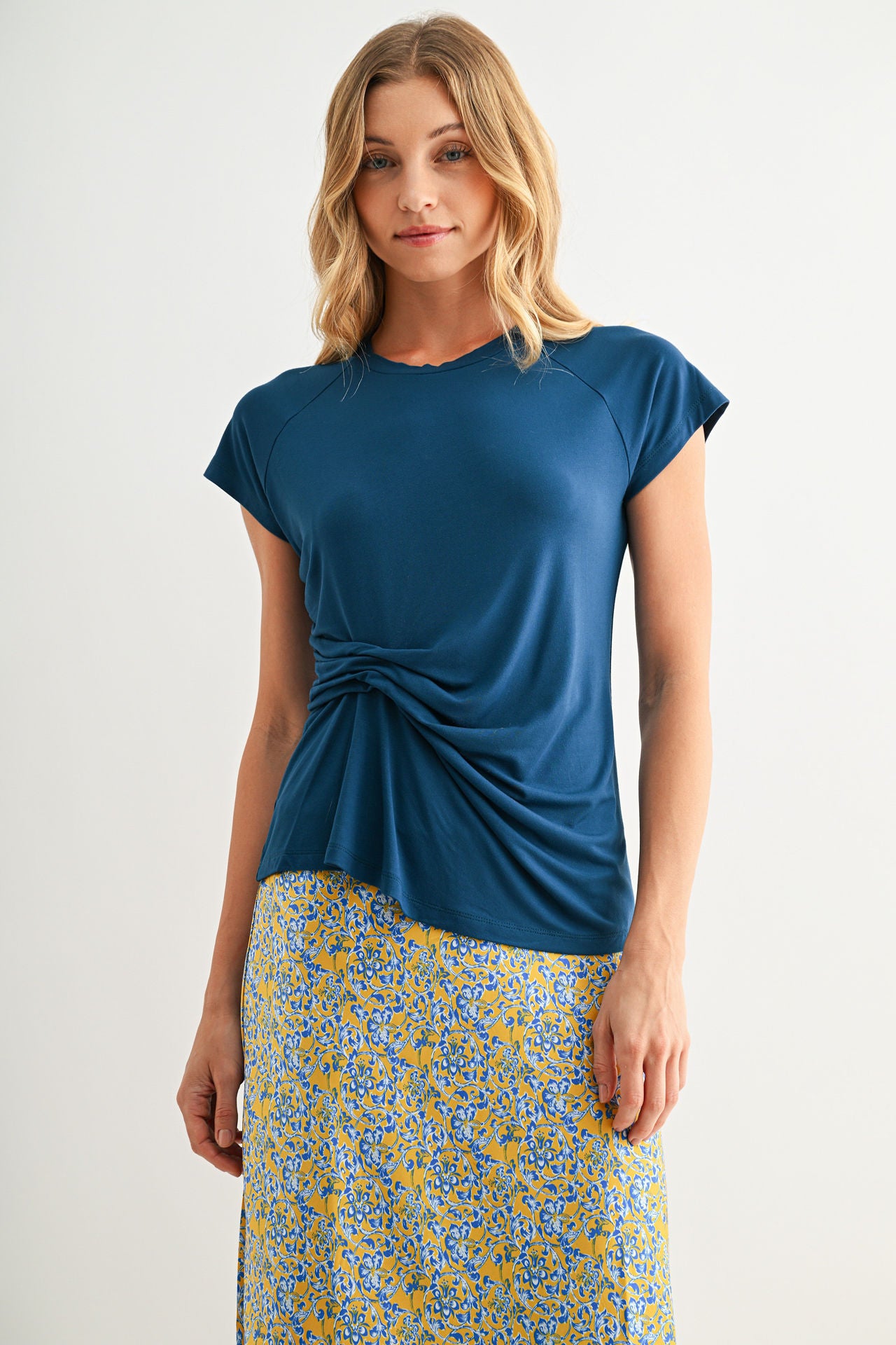 Blue Opal Draped Knit Top