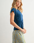Blue Opal Draped Knit Top