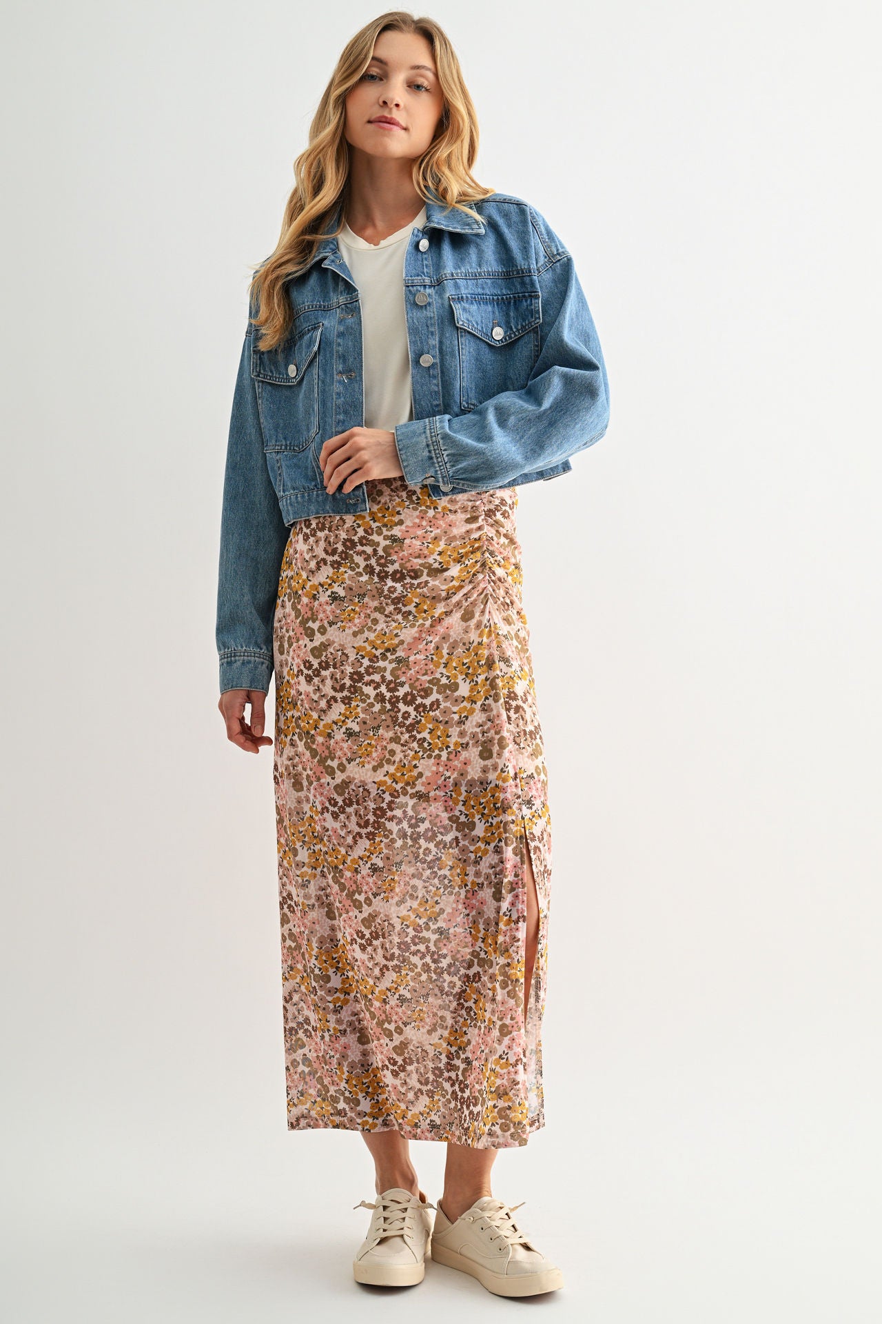 Conch Ruched Mesh Skirt