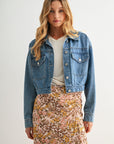 Vintage Wash Cropped Patch Pocket Jacket