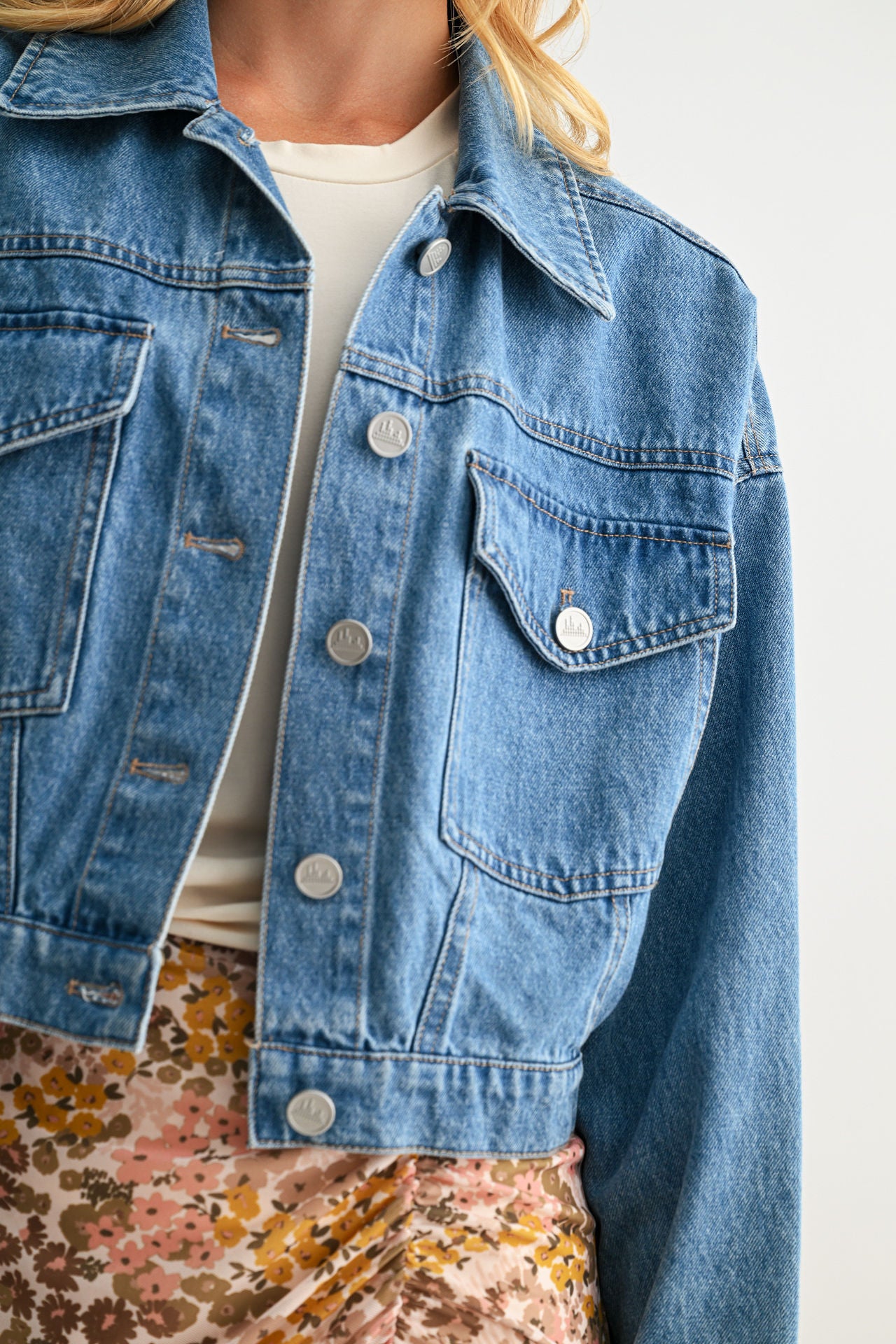 Vintage Wash Cropped Patch Pocket Jacket