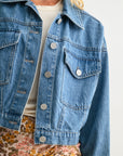 Vintage Wash Cropped Patch Pocket Jacket