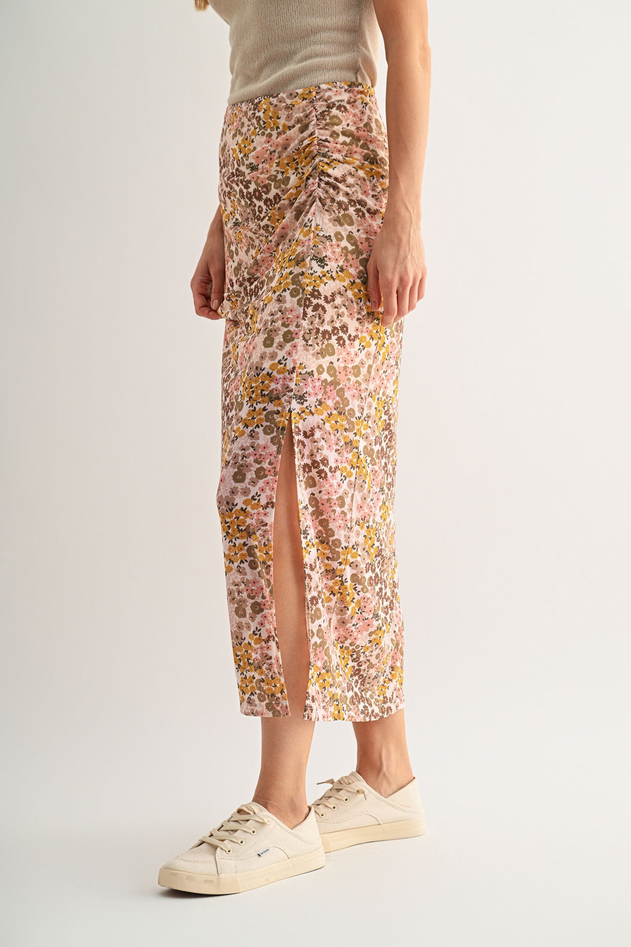 Conch Ruched Mesh Skirt