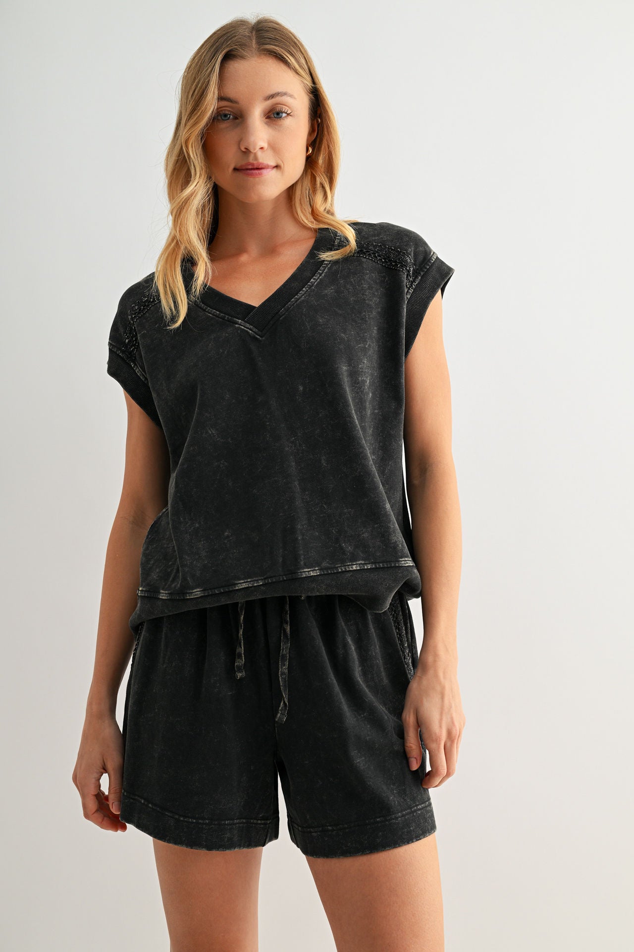 Black Crochet Detail Muscle Tee