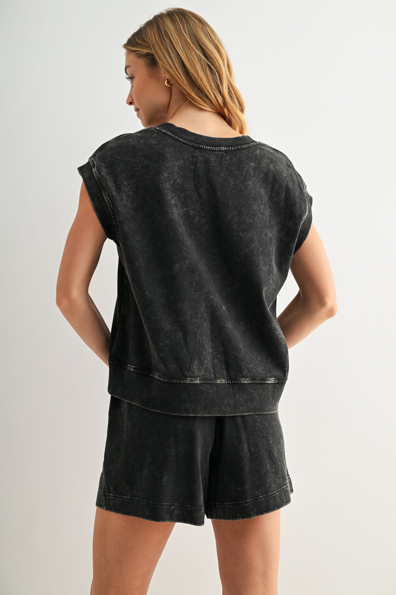 Black Crochet Detail Muscle Tee