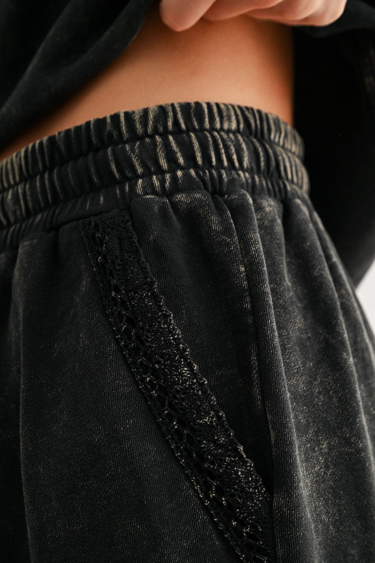 Black Crochet Detail Short