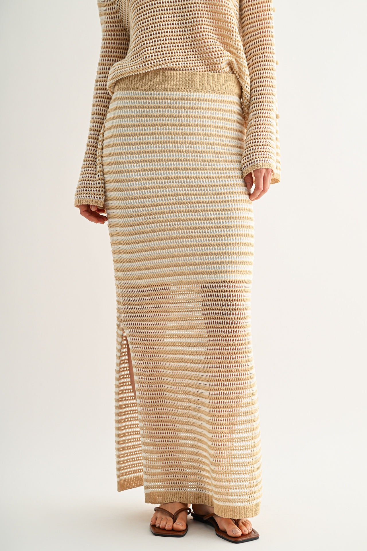 Latte Crochet Maxi Skirt