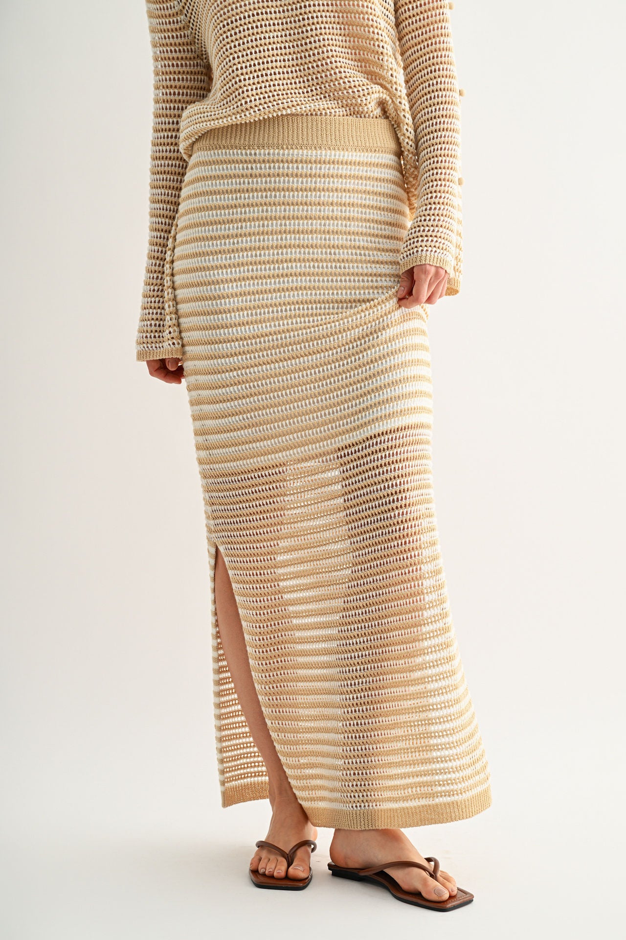 Latte Crochet Maxi Skirt