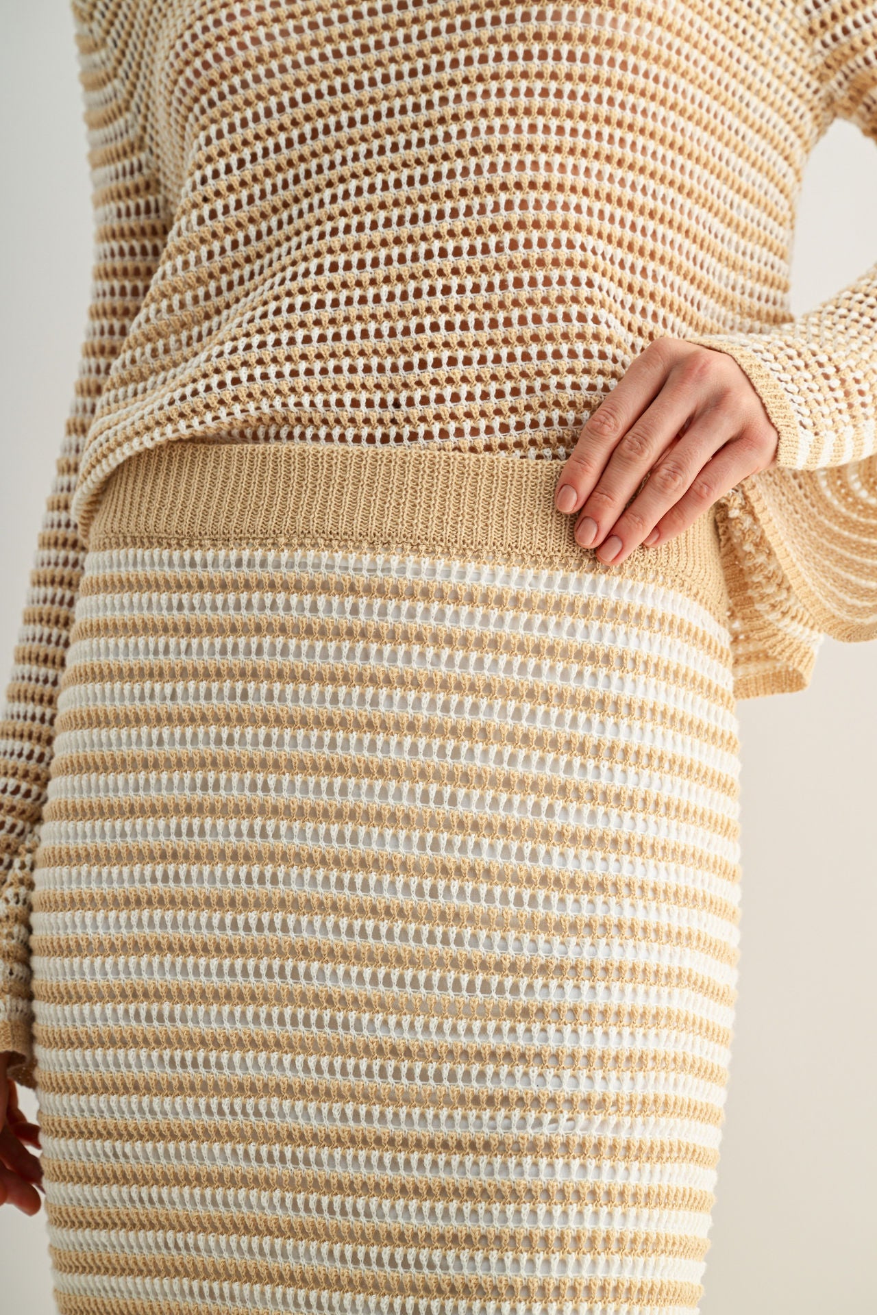 Latte Crochet Maxi Skirt