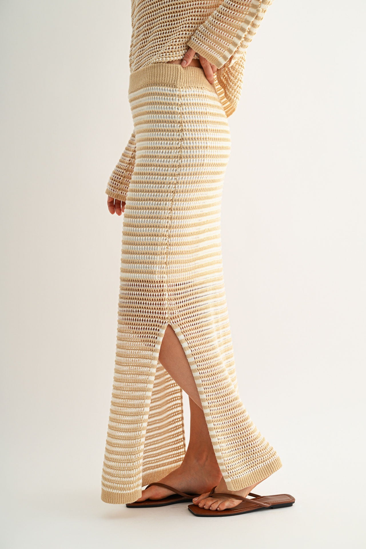 Latte Crochet Maxi Skirt