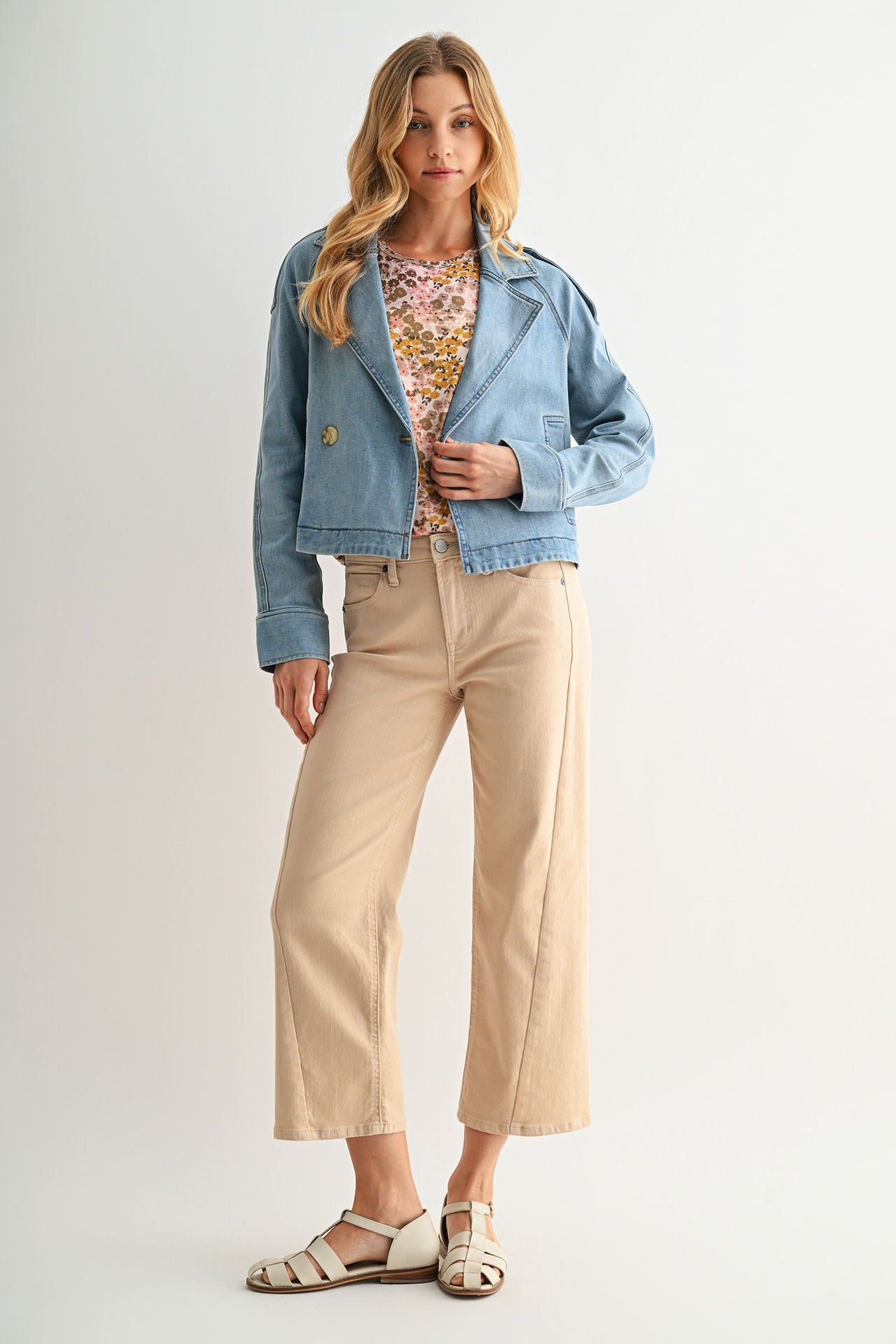 Vintage Wash Cropped Denim Trench