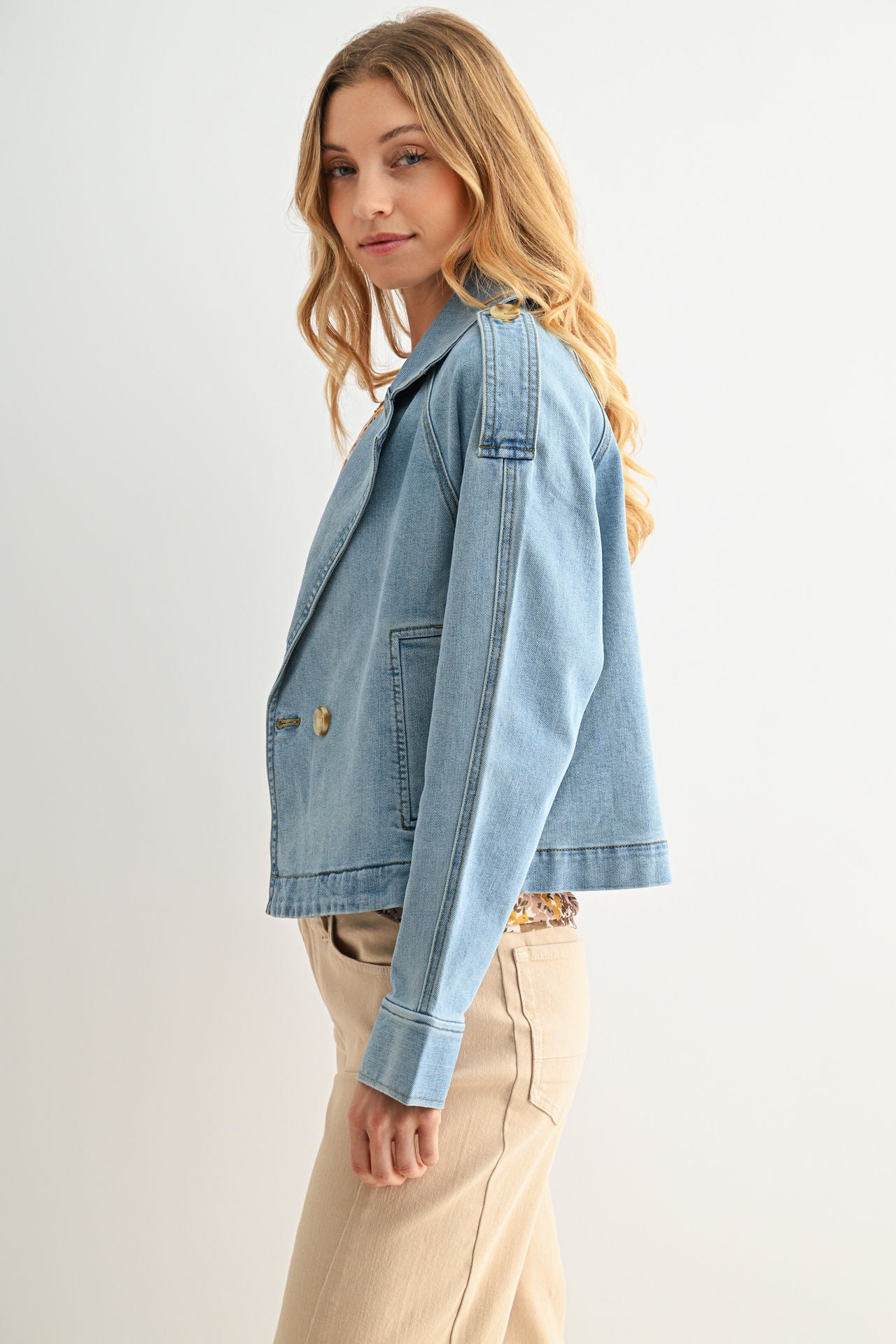 Vintage Wash Cropped Denim Trench