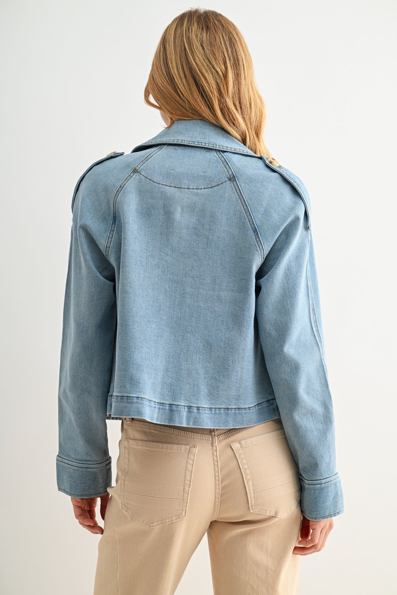 Vintage Wash Cropped Denim Trench