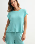Aqua Sky Cozy Rib Tee
