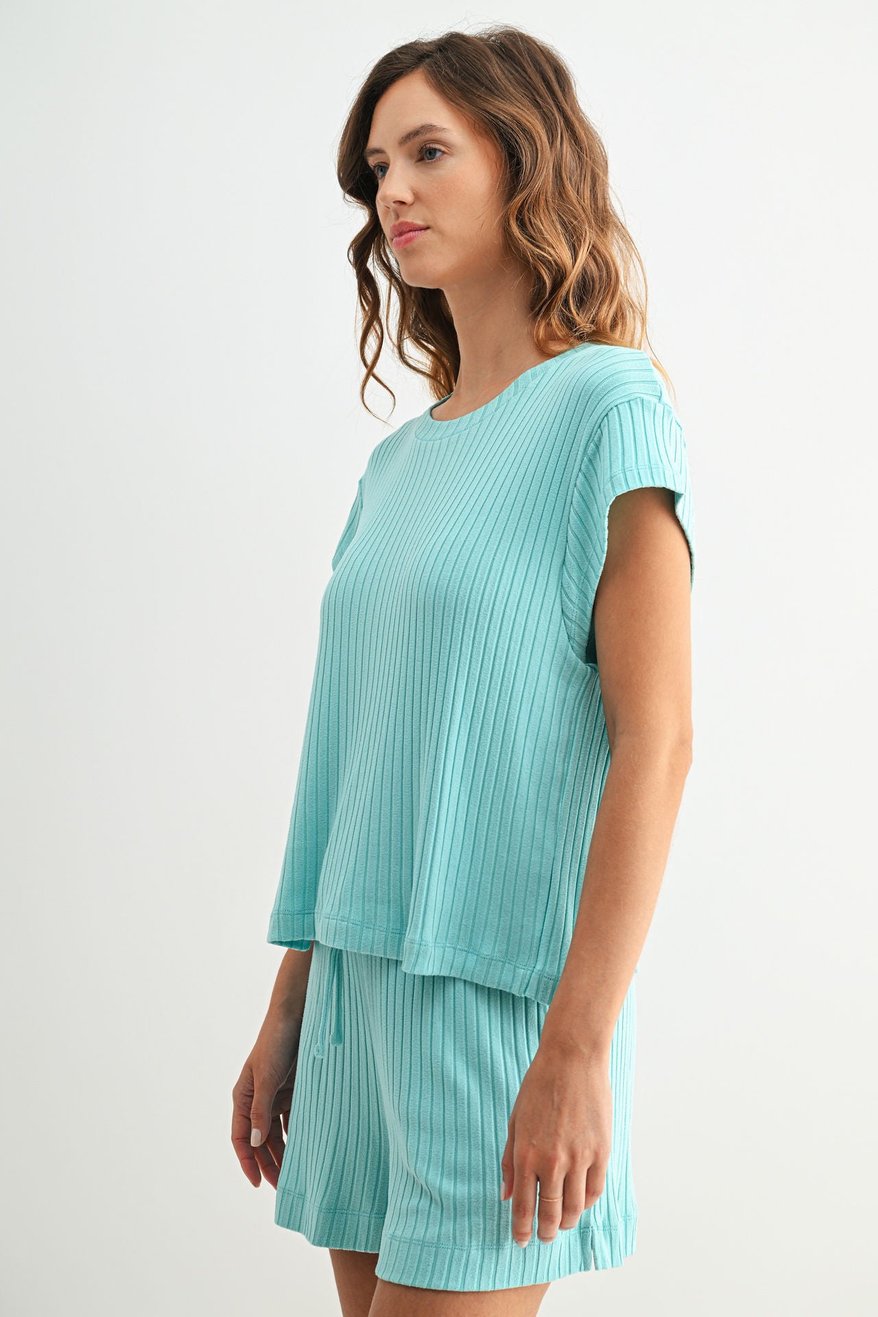 Aqua Sky Cozy Rib Tee