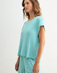 Aqua Sky Cozy Rib Tee