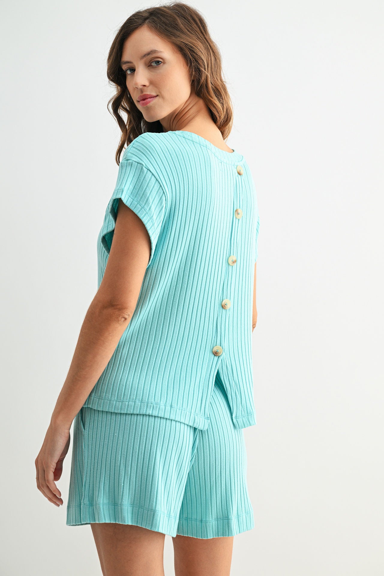 Aqua Sky Cozy Rib Tee