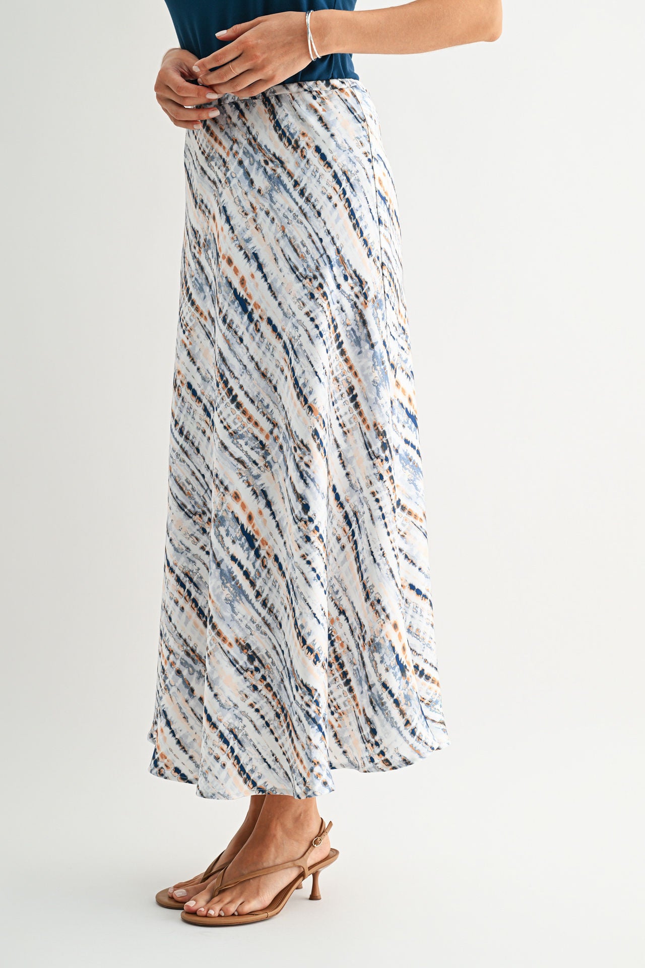 Caramel Cadet Blue Multi Bias Maxi Skirt