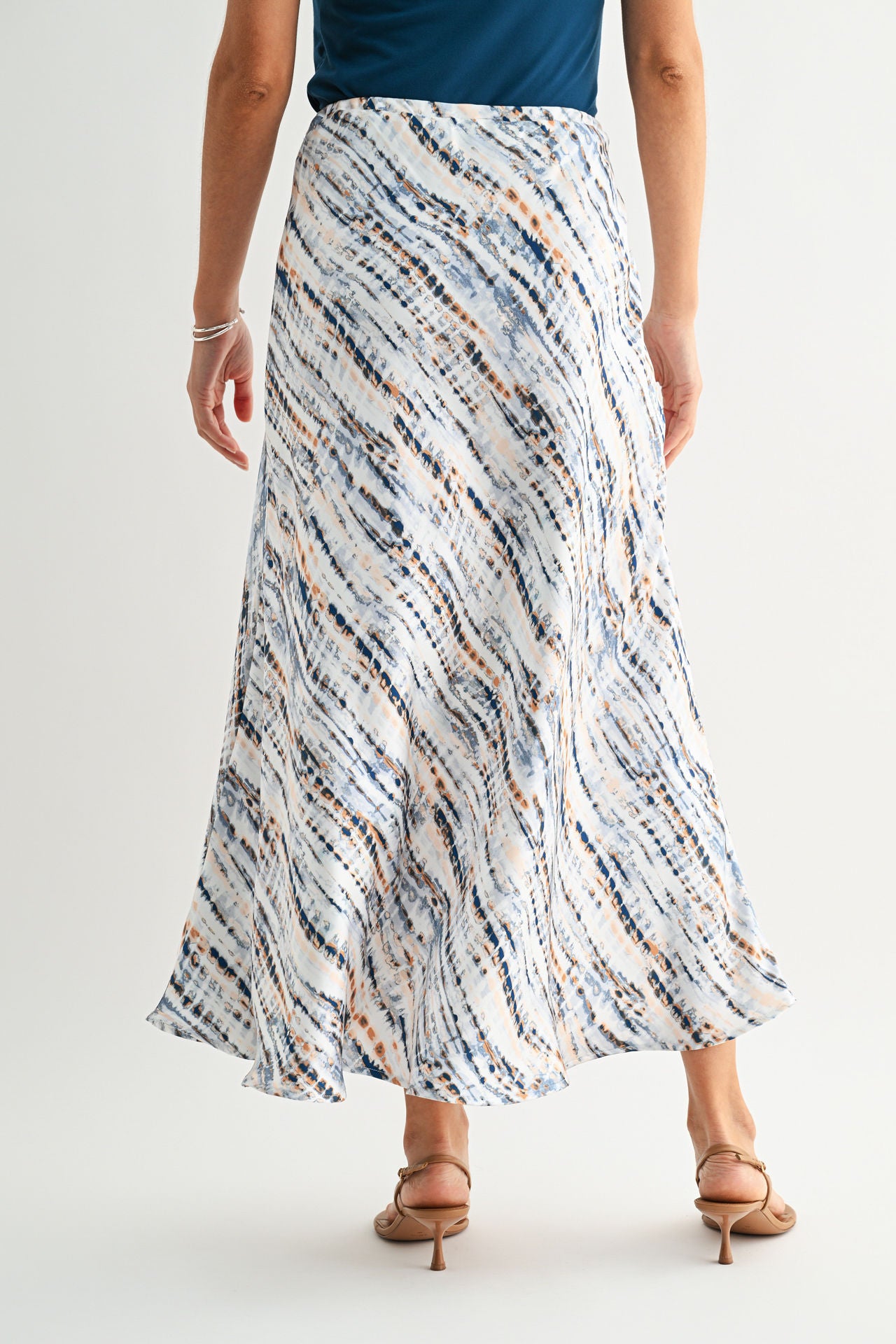 Caramel Cadet Blue Multi Bias Maxi Skirt