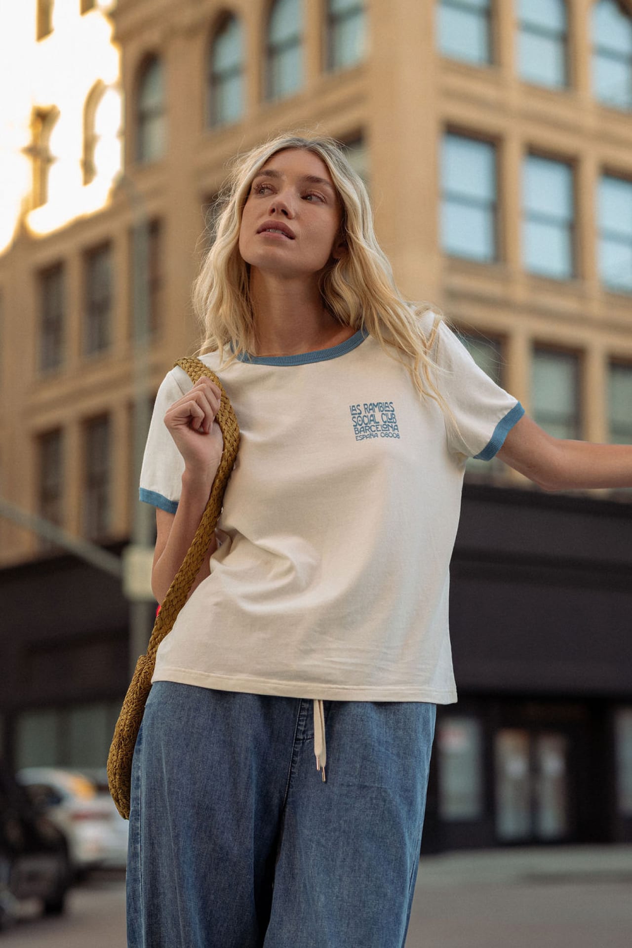 Graphic Ringer Tee Gardenia