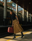 Amber Plaid A-Line Plaid Skirt