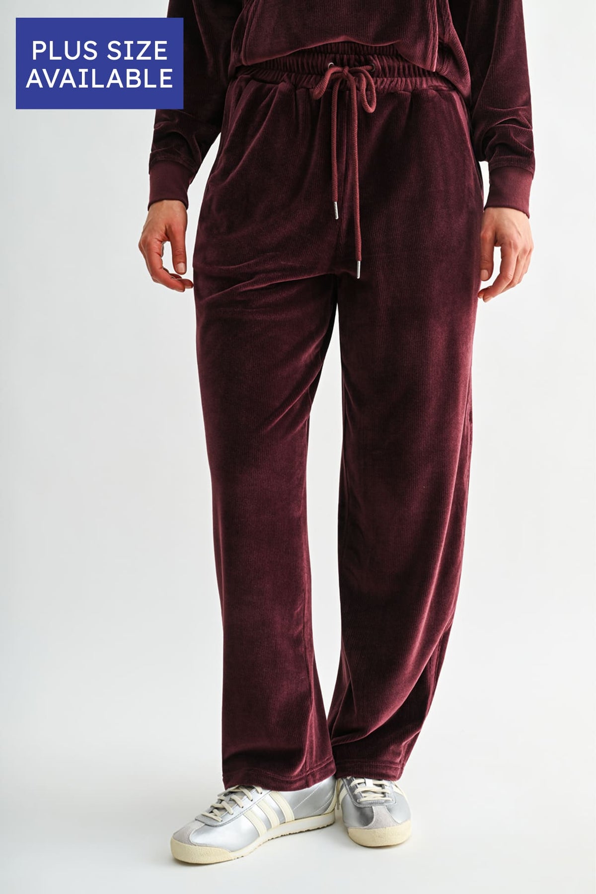 Burgundy Plus-Size Trouser Track Pant
