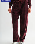 Burgundy Plus-Size Trouser Track Pant