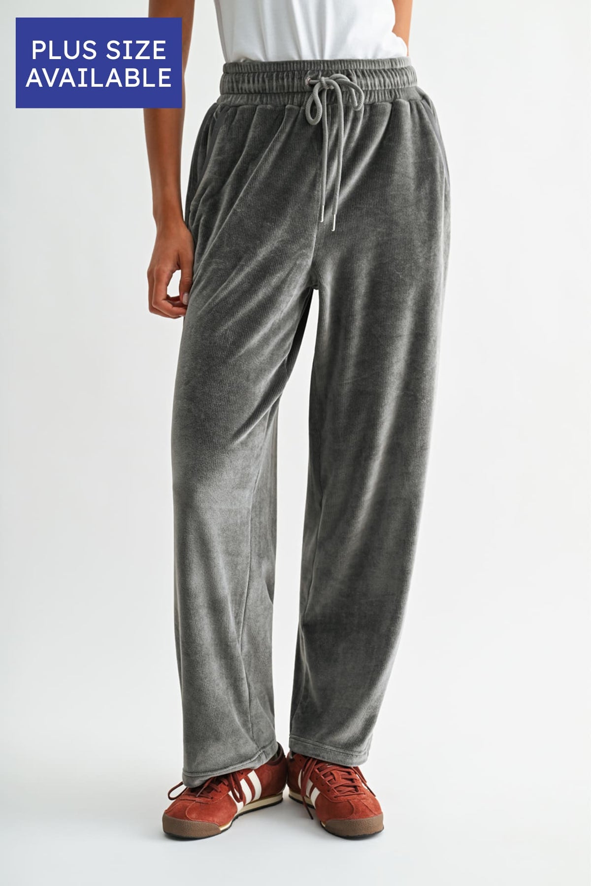 Charcoal Plus-Size Trouser Track Pant