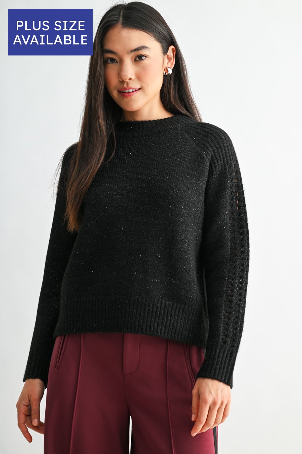 Black Sleeve Mock Neck Sweater