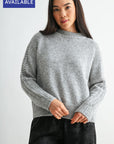 Silver Sleeve Mock Neck Sweater