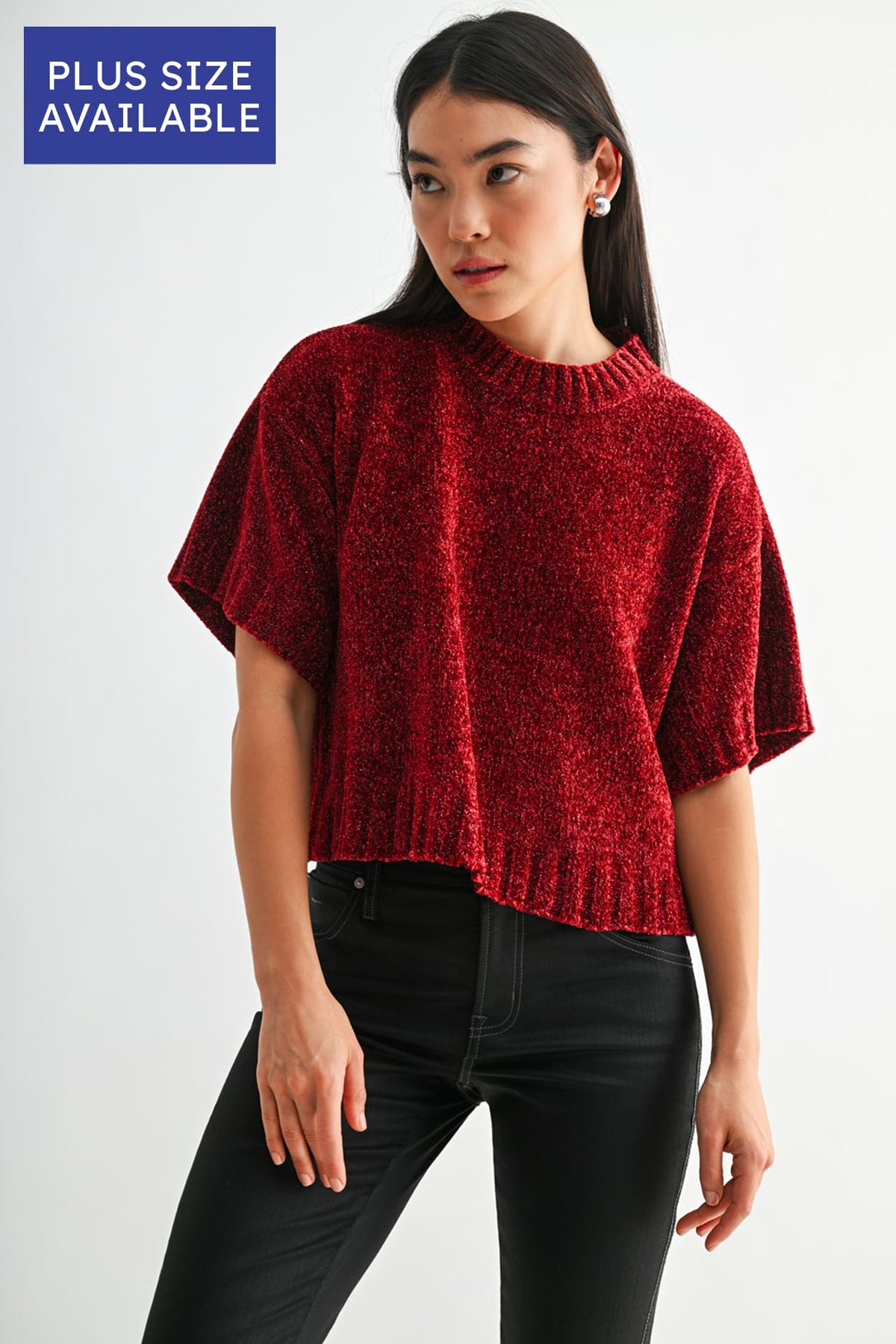 Burgundy Plus-Size Broome Chenille Sweater