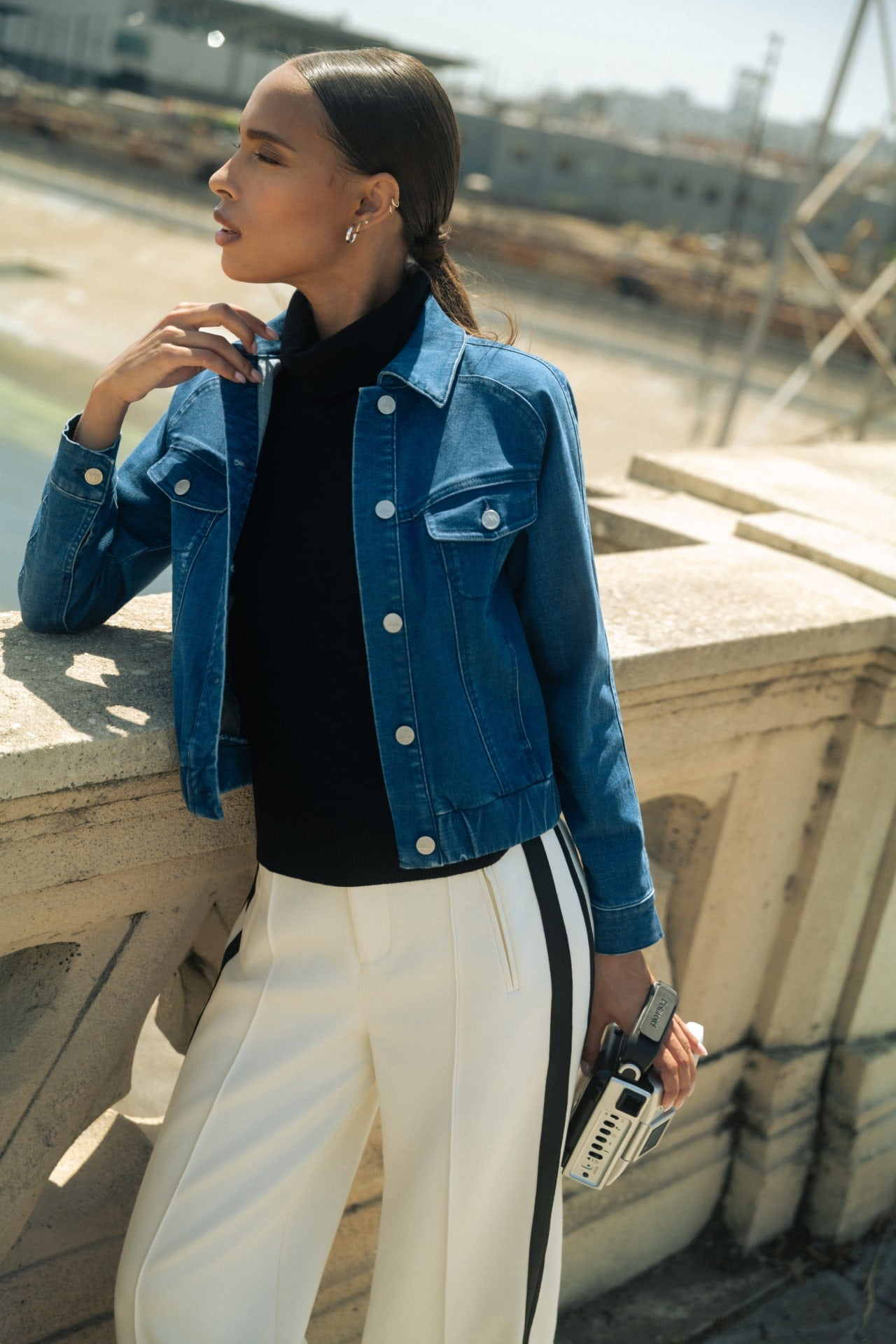 Medium Indigo Denim Bomber Jacket