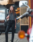 Black Tapered Leg Jean w/ Metallic Stripe