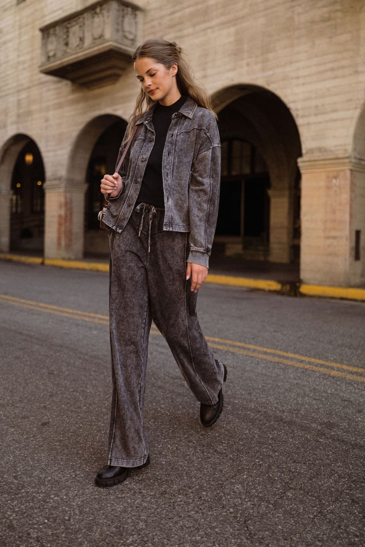 Black Long Sleeve Cropped Shacket