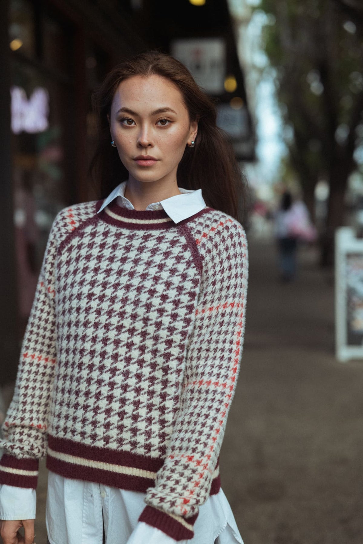 Burgundy Long Sleeve Raglan Sleeve Sweater